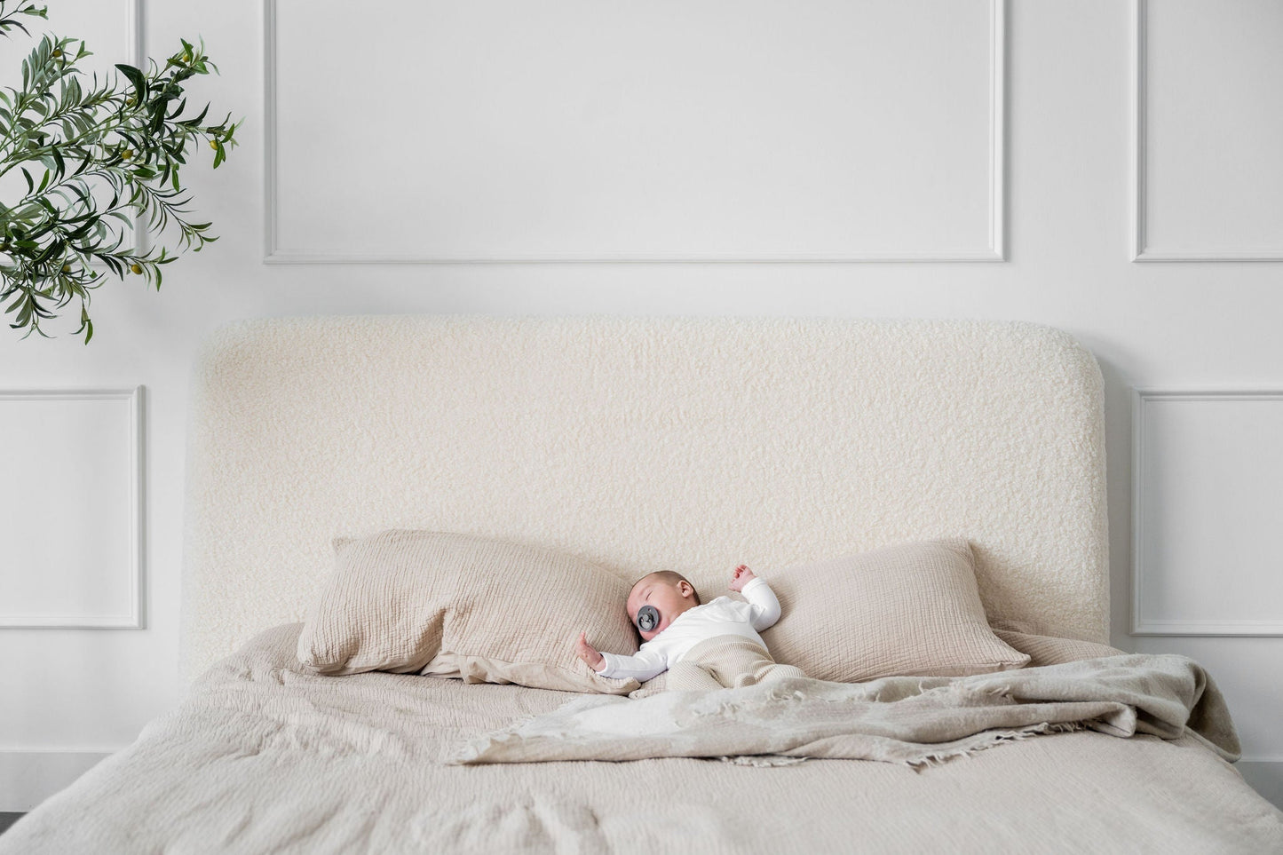 bouclé bed with storage