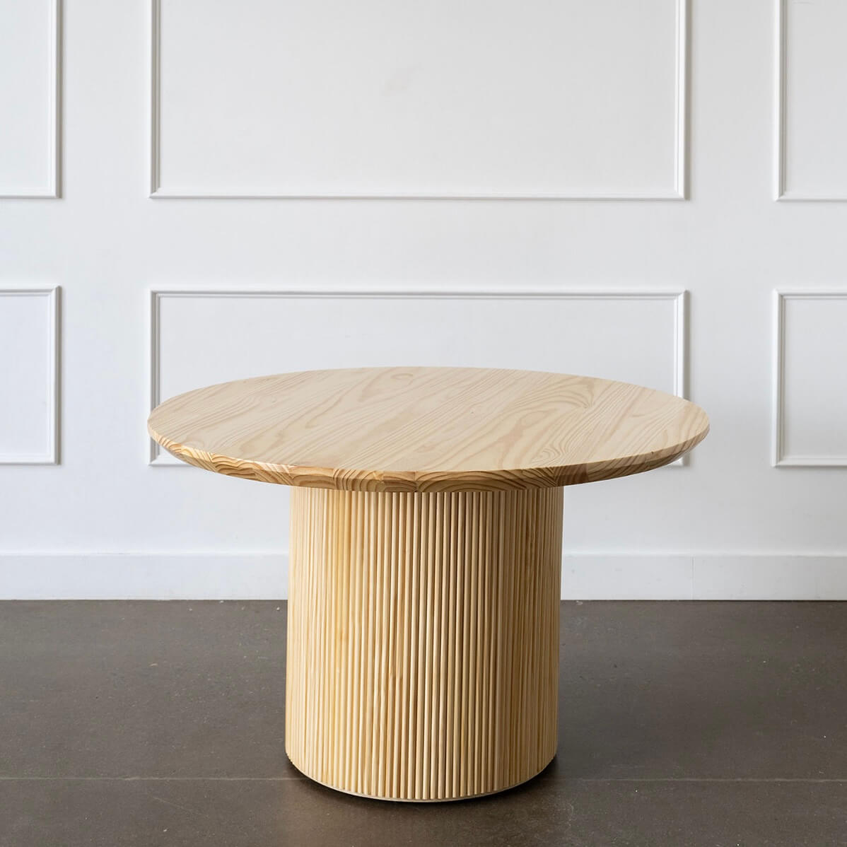 pine wood minimalist mid century modern round dining table - solo
