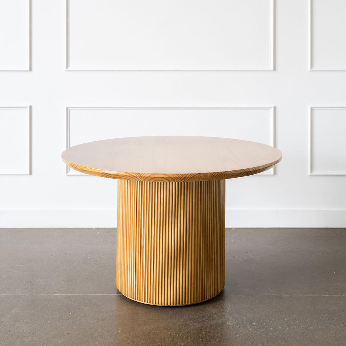 pine wood minimalist mid century modern round dining - solo
