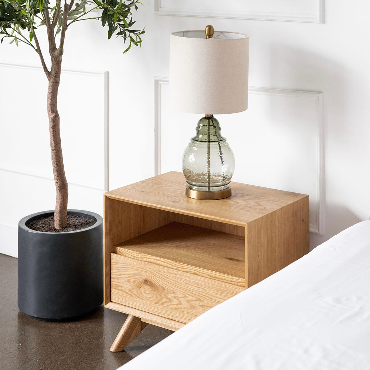 White clearance oak nightstand