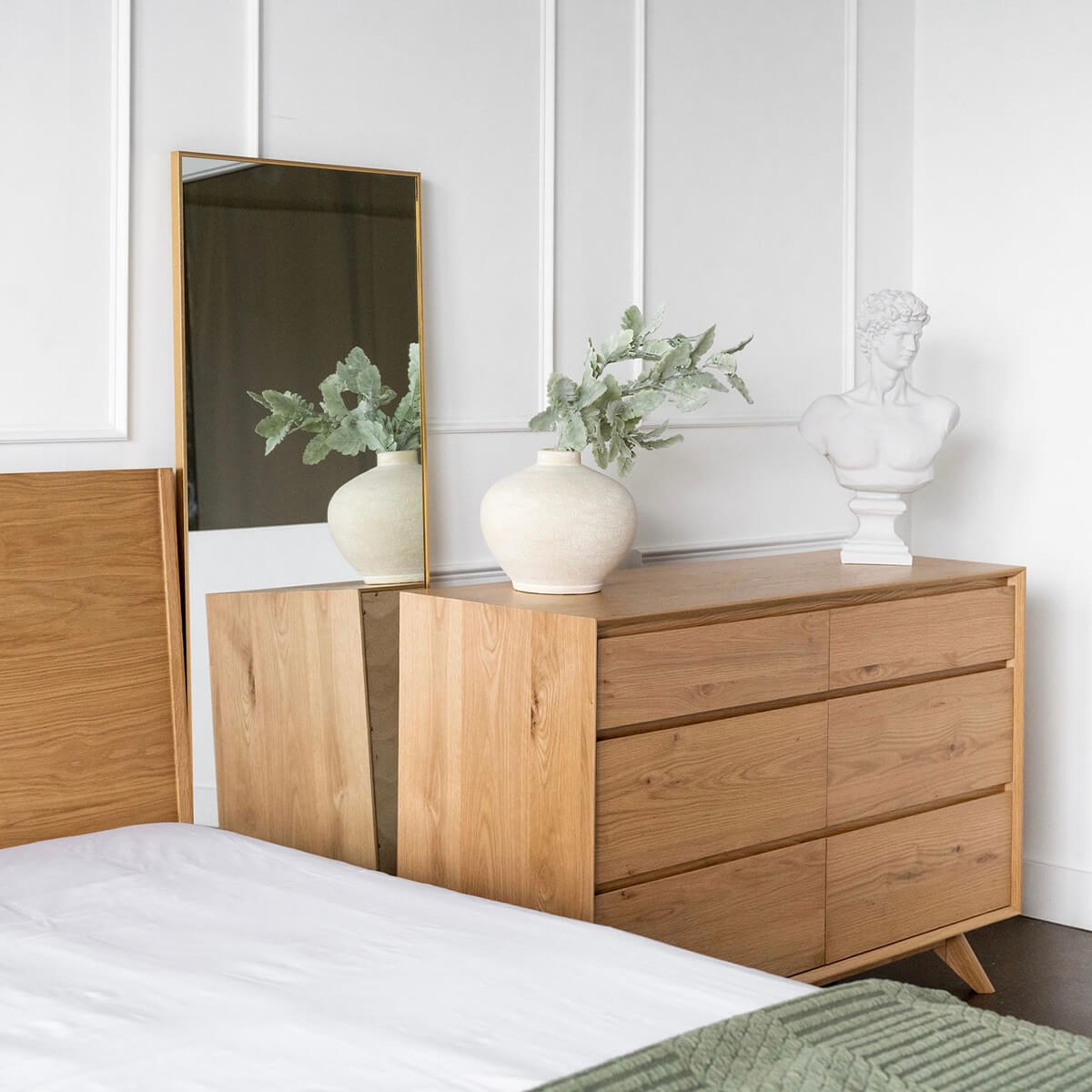 Jenny Mid-Century Modern White Oak Bedroom Dresser