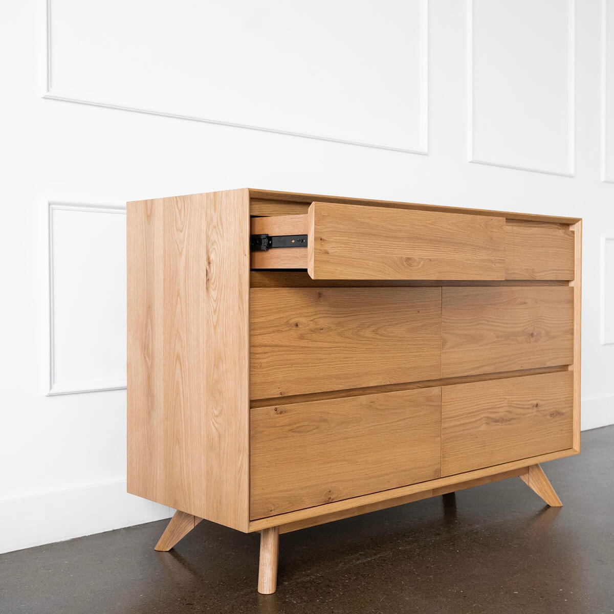 Jenny Mid-Century Modern White Oak Bedroom Dresser