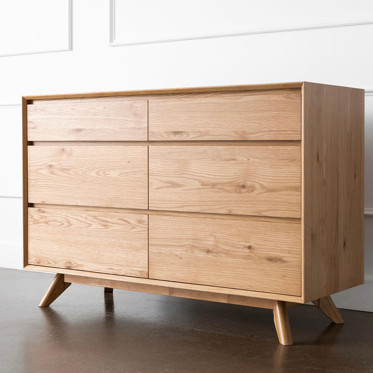 Jenny Mid-Century Modern White Oak Bedroom Dresser