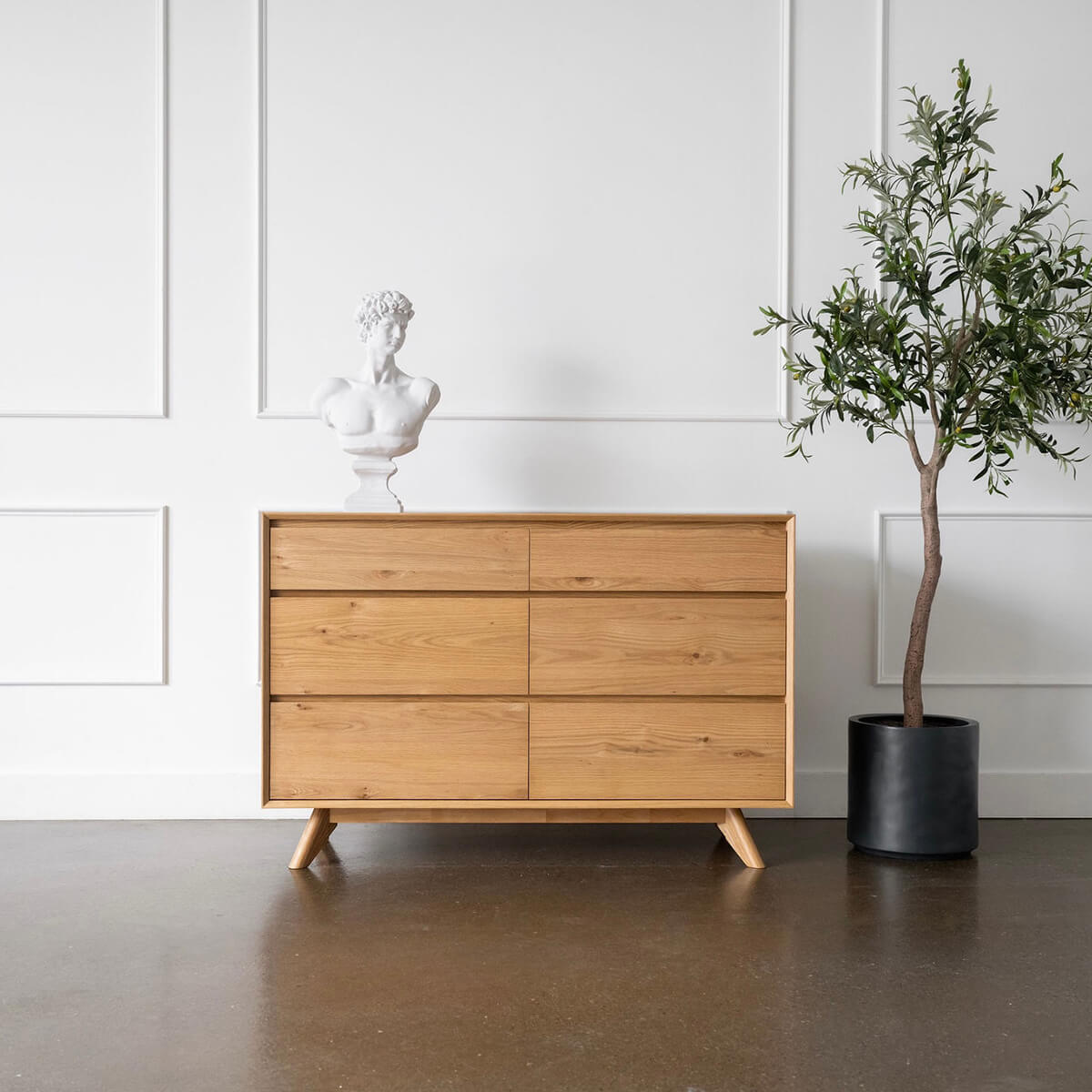 Jenny Mid-Century Modern White Oak Bedroom Dresser