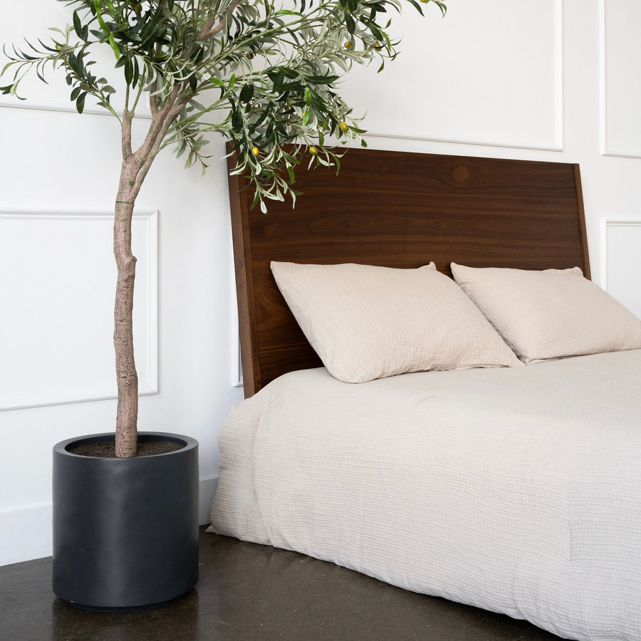 King & Queen Size Bed Set Walnut Wood Storage Bed Mim Concept