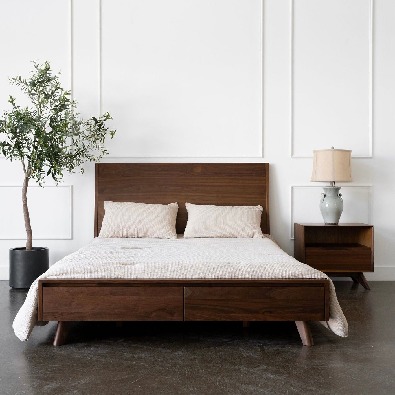 Joey - Walnut Storage Bed with Headboard