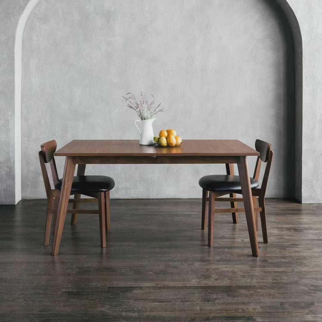 
                  
                    Load and play video in Gallery viewer, minimalist mid century modern walnut extendable dining table
                  
                