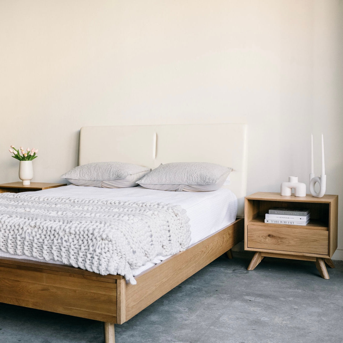 Mim Concept best Modern furniture stores in Toronto, Ottawa and Mississauga to sell modern contemporary bedroom furniture and condo furniture Italian leather headboard bed Low profile platform storage bed solid oak wood