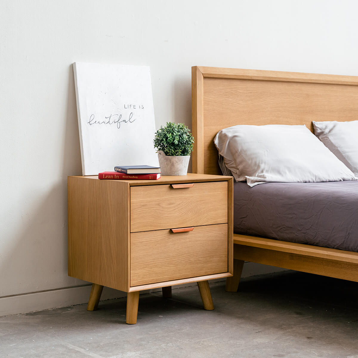 Mim Concept  best Modern furniture stores in Toronto, Ottawa and Mississauga to sell modern contemporary bedroom furniture and condo furniture. Minimal mid century modern bed set nightstand minimalist European oak wood modern organic luxury Scandinavian