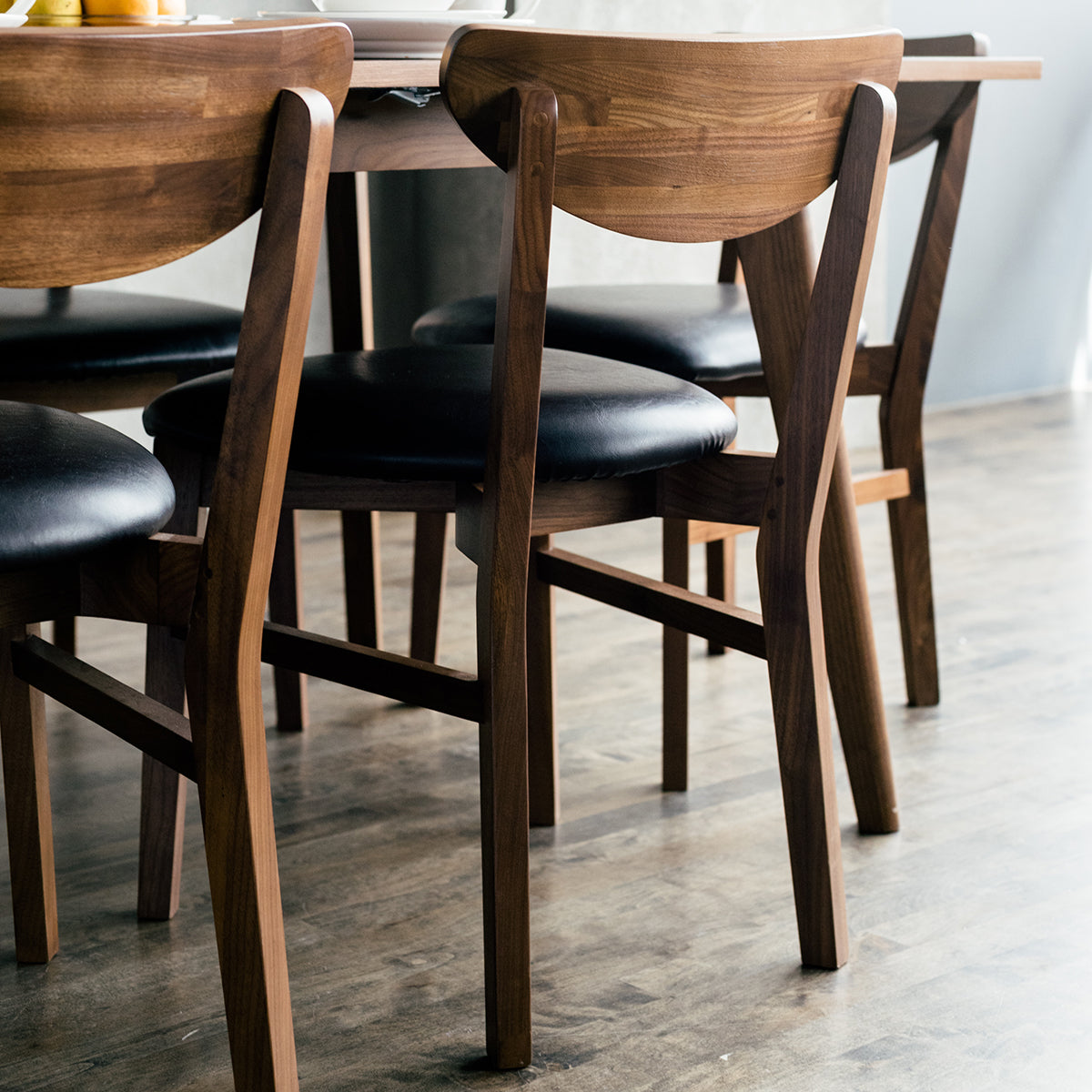 Set of two walnut side chairs